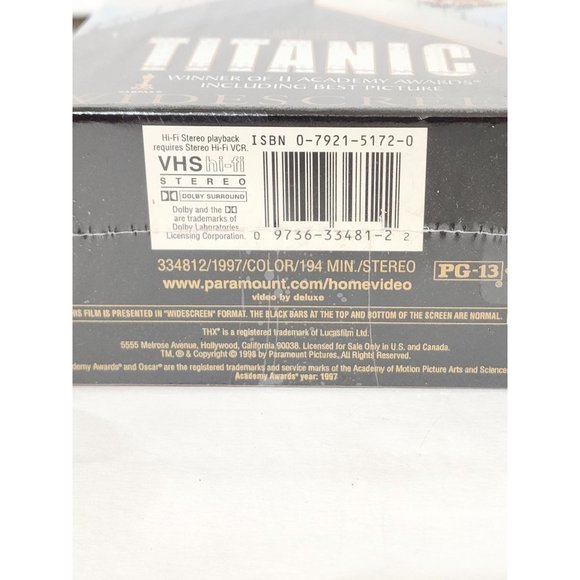 Titanic VHS 1998 2-Tape Set Widescreen Edition NEW SEALED THX Digitally Mastered - Picture 3 of 5